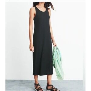 NEW Eileen Fisher Jersey Stretch Tank Midi Dress‎ Black Sleeveless Size S Petite